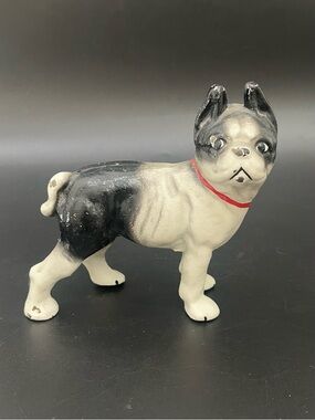 Vintage Cast Iron Metal Boston Terrier Paperweight Figurine 4" Long